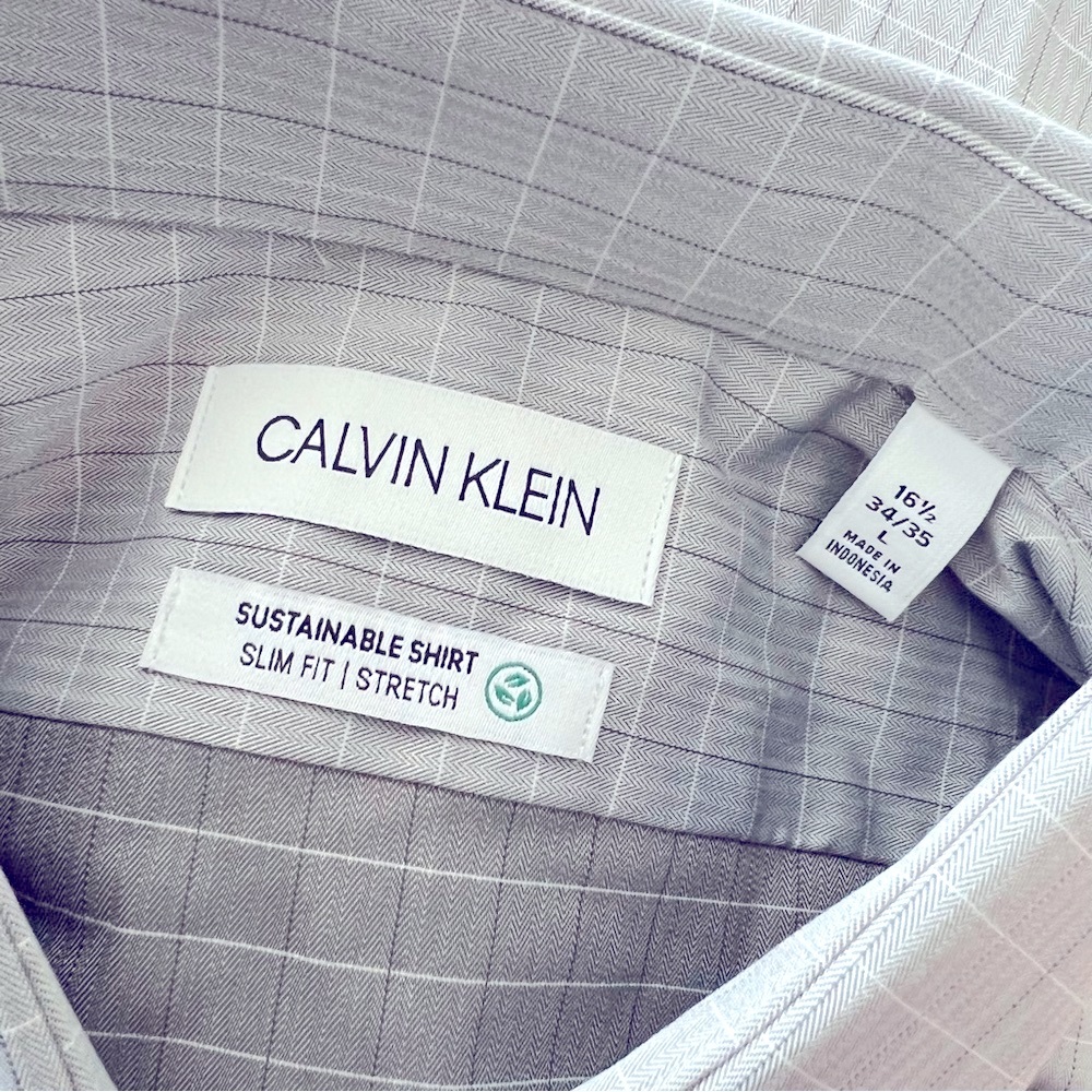 Calvin Klein Slim Fit Dress Shirt Stretch in Grey Size 16.5 (34/35) NWT - Picture 9 of 11